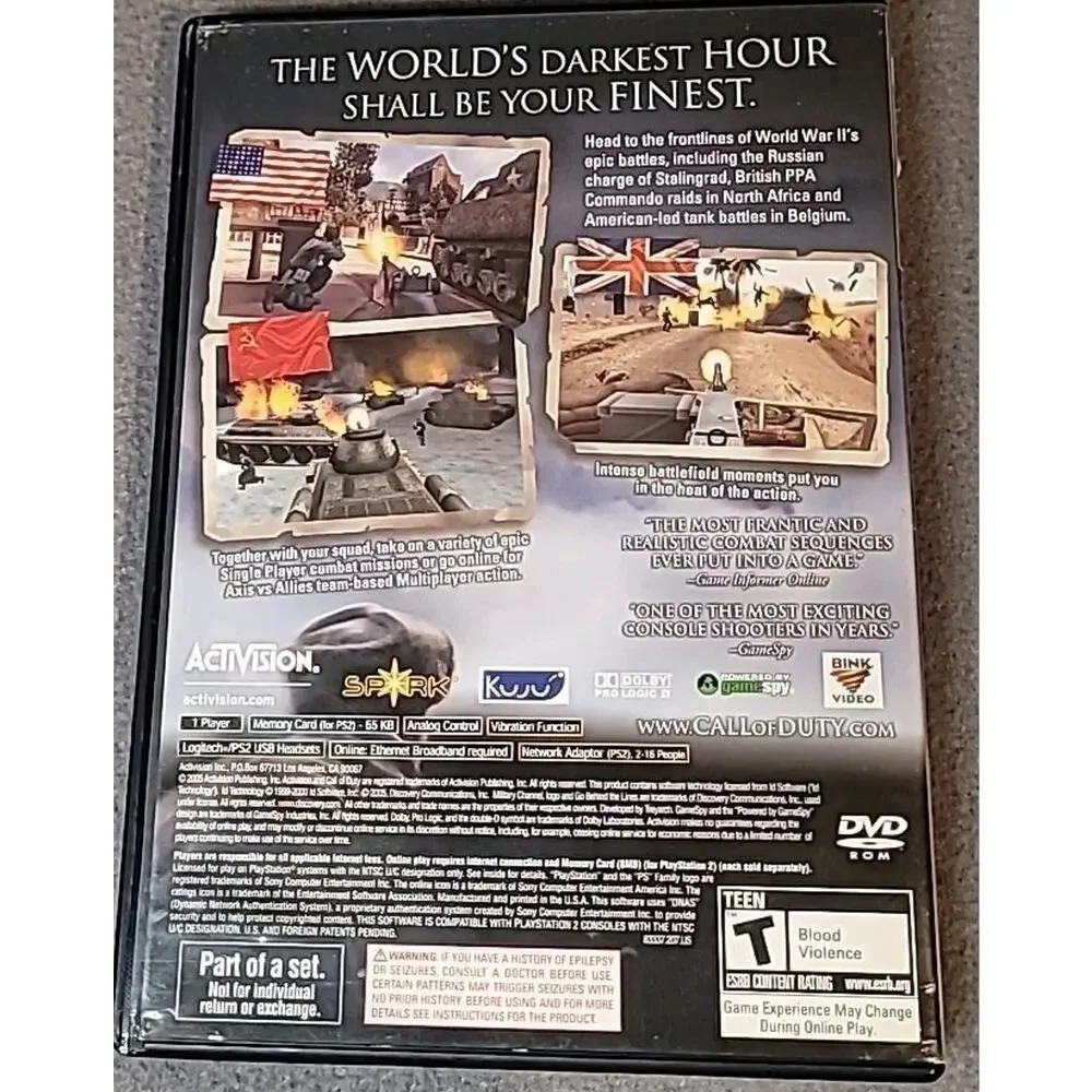 Call of Duty Finest Hour PlayStation 2 PS2 Game CIB Complete